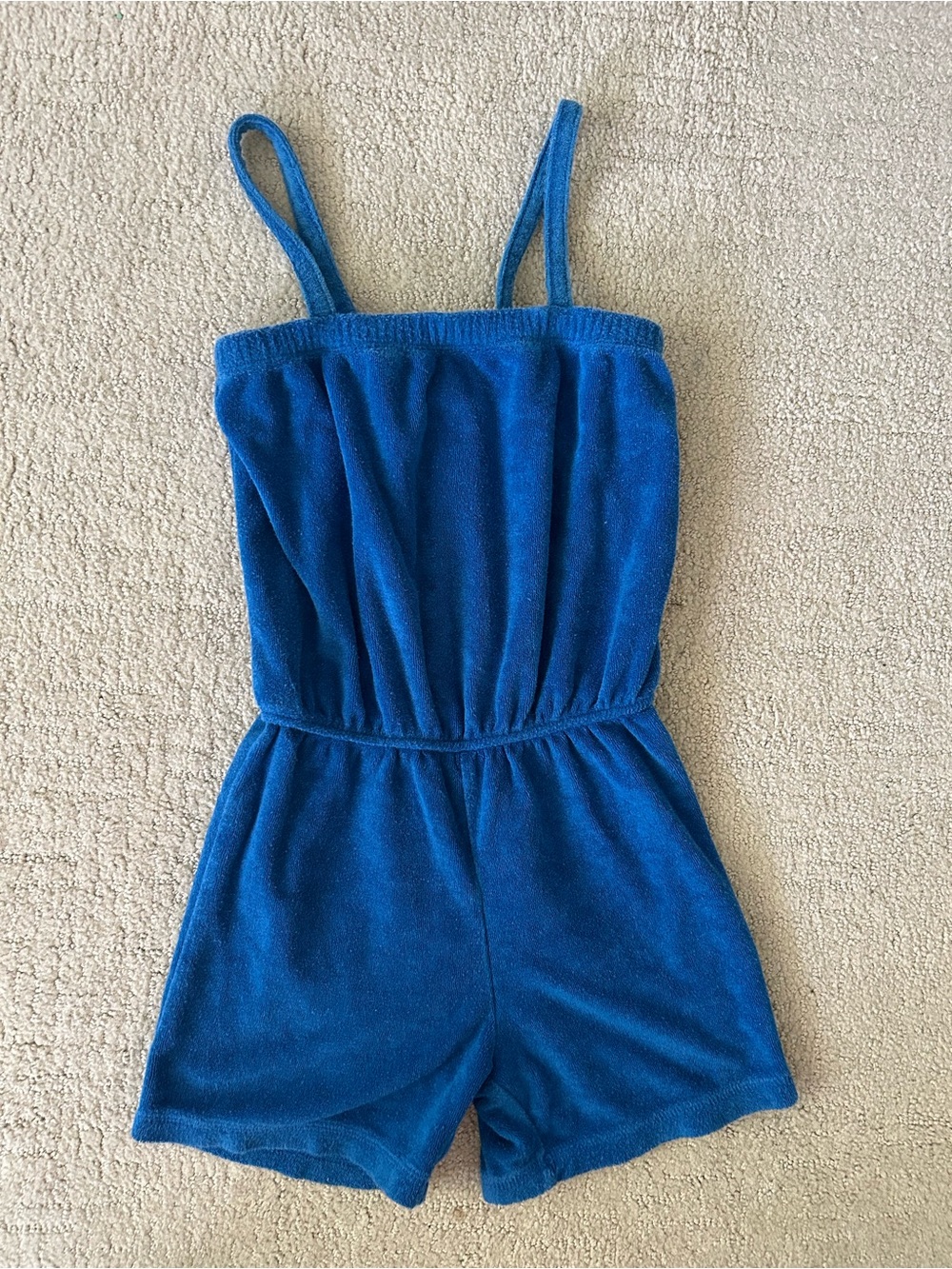 Hanna Andersson Blue terry cloth romper girls small toweling